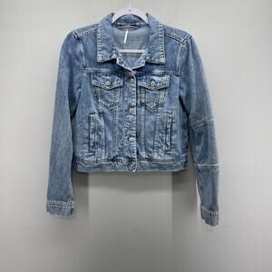 Free People Rumors Blue Light Wash Denim Jacket
